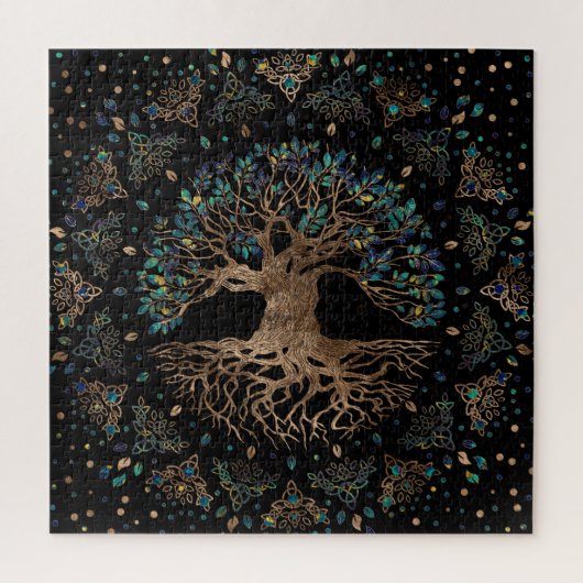 Tree of life - Ygdrasil Golden and Marble ornament Legpuzzel (Verticaal)