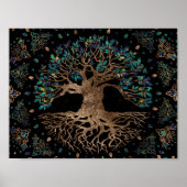 Tree of life - Ygdrasil Golden and Marble ornament Poster (Voorkant)