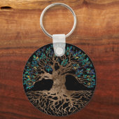 Tree of life - Ygdrasil Golden and Marble ornament Sleutelhanger (Voorkant)