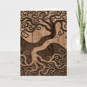 Tree of Life Yin Yang with Wood Grain Effect Kaart