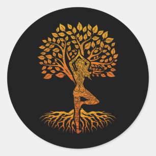 Tree Of Life Yoga Chakra Haka, Clic Fit, Ronde Hal Sticker