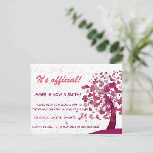 Tree of Love Adoptie Uitnodiging (Staand voorkant)