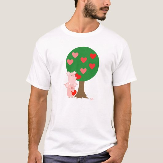 Tree of Love eenvoudig T-shirt (ontwerp op de voor (Voorkant)