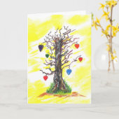 Tree of Love Geel Wenskaart Kaart (Gele Bloem)