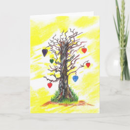 Tree of Love Geel Wenskaart Kaart