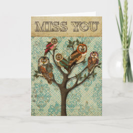 Tree of Owls Miss You Kaart
