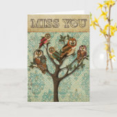 Tree of Owls Miss You Kaart (Gele Bloem)