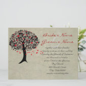 Tree of Red Hearts huwelijksuitnodigingen Kaart (Staand voorkant)