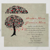 Tree of Red Hearts huwelijksuitnodigingen Kaart (Voorkant / Achterkant)