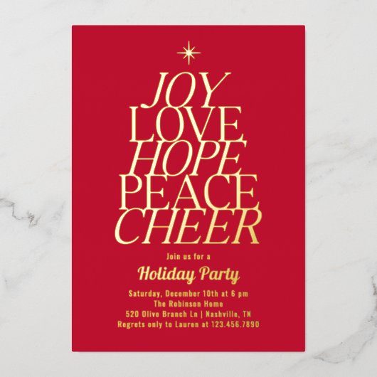 Tree of Words Folie Vakantie Uitnodiging (Voorkant)