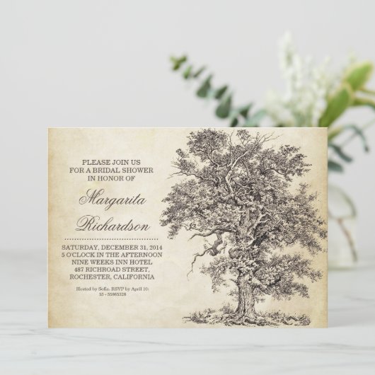  Tree Old Age bruidsdouche Uitnodigingen (Staand voorkant)