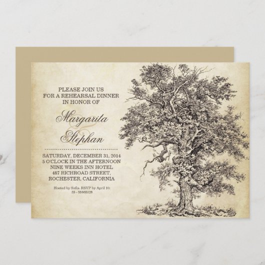 Tree Old Aged Repetitie Diner Uitnodigingen (Voorkant / Achterkant)