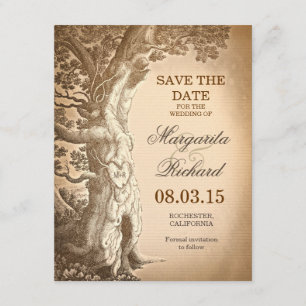  Tree Old Rustic Bewaar de datumkaarten Save The Date
