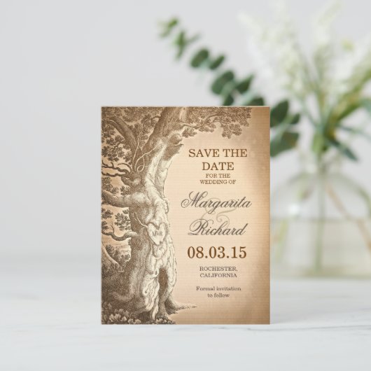 Tree Old Rustic Bewaar de datumkaarten Save The Date (Staand voorkant)
