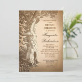 Tree Old Rustic Bruids Douche Uitnodigingen (Staand voorkant)