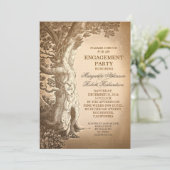 Tree Old Rustic Engagement Party Nodigt uit Kaart (Staand voorkant)