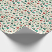  Tree Ornamenten Pattern Retro Christmas Cadeaupapier (Hoek)