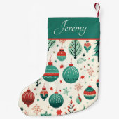 Tree Ornamenten Pattern Retro Christmas Kleine Kerstsok (Achterkant)