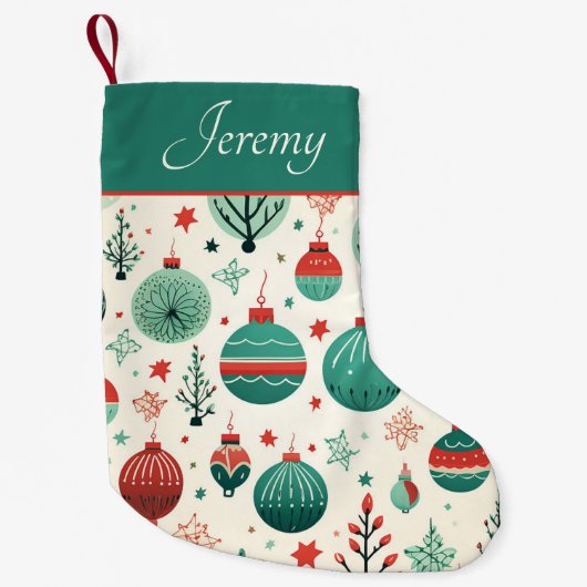 Tree Ornamenten Pattern Retro Christmas Kleine Kerstsok (Voorkant)