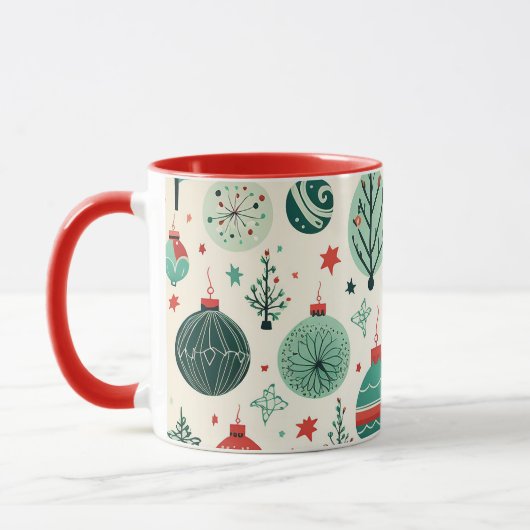 Tree Ornamenten Pattern Retro Christmas Mok (Links)