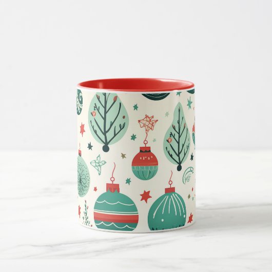 Tree Ornamenten Pattern Retro Christmas Mok (Midden)
