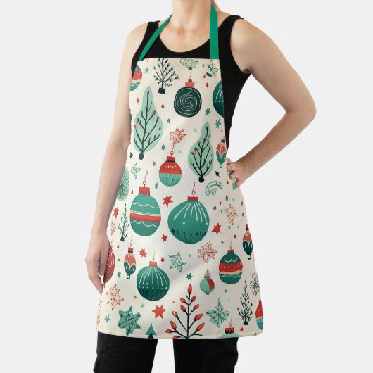 Tree Ornamenten Pattern Retro Christmas Schort (Insitu)