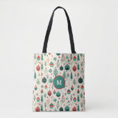 Tree Ornamenten Pattern Retro Christmas Tote Bag (Voorkant)