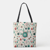  Tree Ornamenten Pattern Retro Christmas Tote Bag (Achterkant)