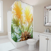 Tree palm bright sun summer background. tropical p douchegordijn (In situ)