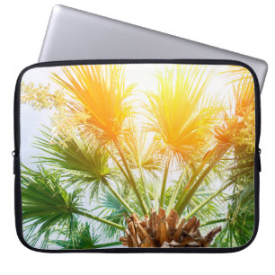 Tree palm bright sun summer background tropical p. laptop sleeve