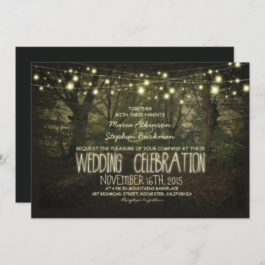 Tree Path rustieke bruiloft uitnodiging (Voorkant / Achterkant)