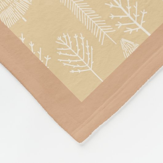 Tree pattern reindeer snowman orange beige name fleece deken (Hoek)