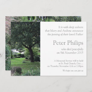 Tree Peaceful Garden 6 begrafenisaankondiging Kaart