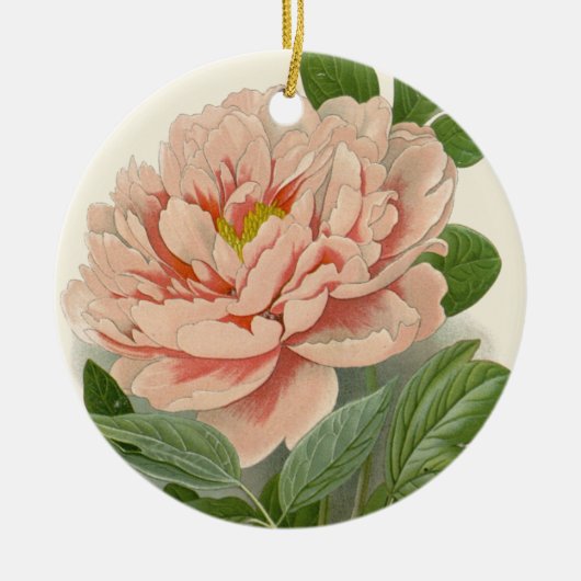 Tree Peony – Elegant Botanisch Ontwerp Keramisch Ornament (Voorkant)