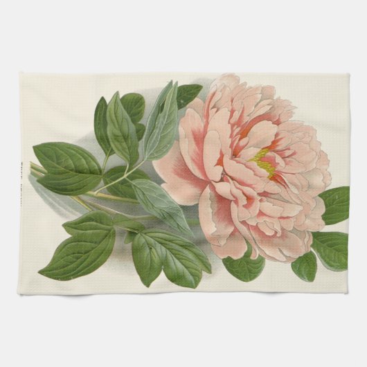 Tree Peony – Elegant Botanisch Ontwerp Theedoek (Horizontaal)