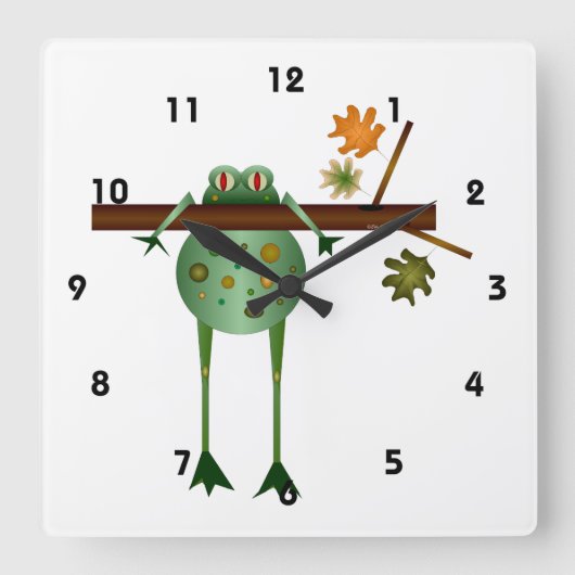 Tree Phrog Clock Vierkante Klok (Voorkant)
