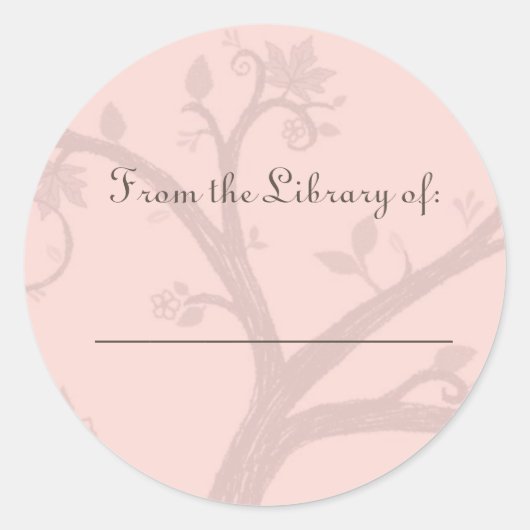 Tree Pink Bookplate Sticker (Voorkant)