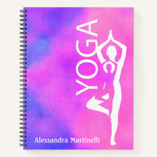 Tree Pose Yoga Notitieboek – Waterverf Roze & Paar