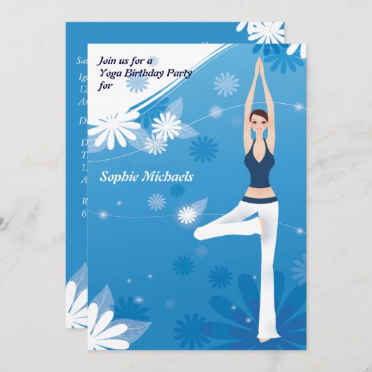 Tree Pose Yoga Party Invitation Kaart (Voorkant / Achterkant)