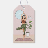 Tree Pose Yoga Stretch Oefenen Workout Vrouw Cadeaulabel (Voorkant)