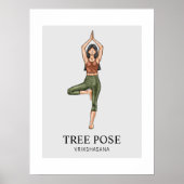 Tree Pose Yoga Stretching Balance Workout Vrouw Poster (Voorkant)