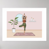Tree Pose Yoga Vrikshasana Balance Yogi Vrouw Poster (Voorkant)