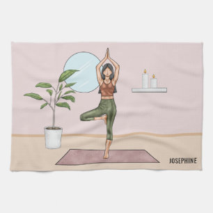 Tree Pose Yoga Vrikshasana Vrouw Gepersonaliseerde Theedoek