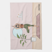 Tree Pose Yoga Vrikshasana Vrouw Gepersonaliseerde Theedoek (Verticaal)