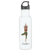 Tree Pose Yoga Vrikshasana Vrouw met aangepaste na Waterfles (Voorkant)