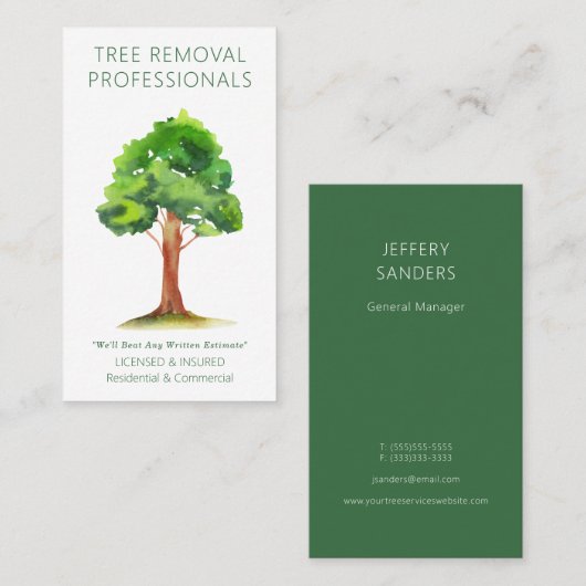 Tree Removal Professionals Visitekaartje (Voorkant / Achterkant)