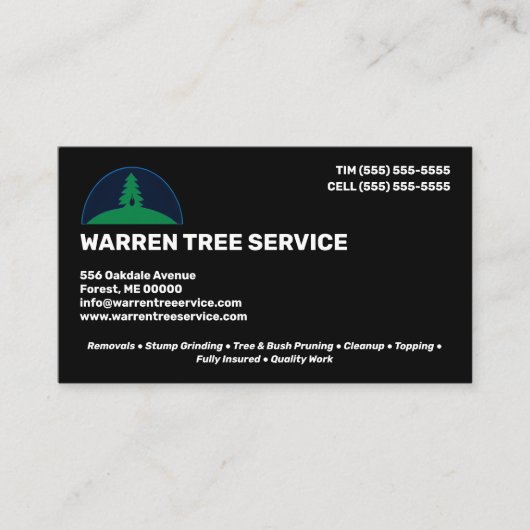 Tree Removal Service Company Visitekaartje (Voorkant)