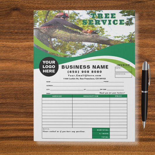 Tree Removal Service Invoice Estimate Template Notitieblok