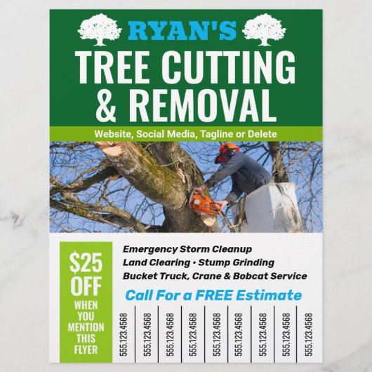 Tree Removal Service, telefoonnummer Flyer (Voorkant)