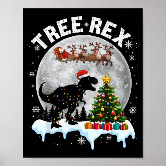 Tree Rex Christmas Dinosaur T-rex Xmas Pajama Men  Poster (Voorkant)